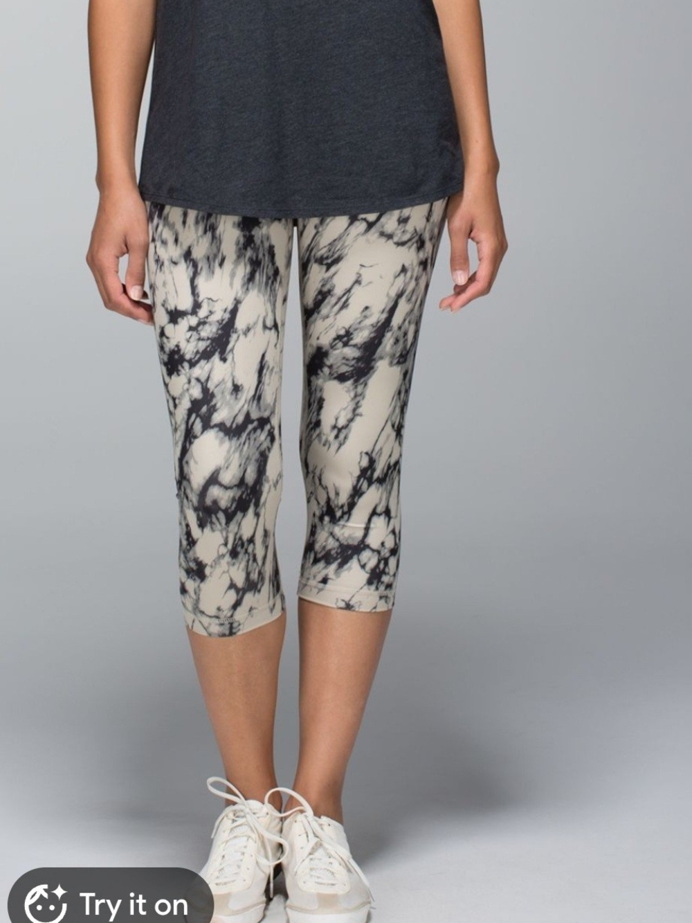 Only Bundle lululemon💎 athletica Marble-Print Capri Leggings in Cream and Black